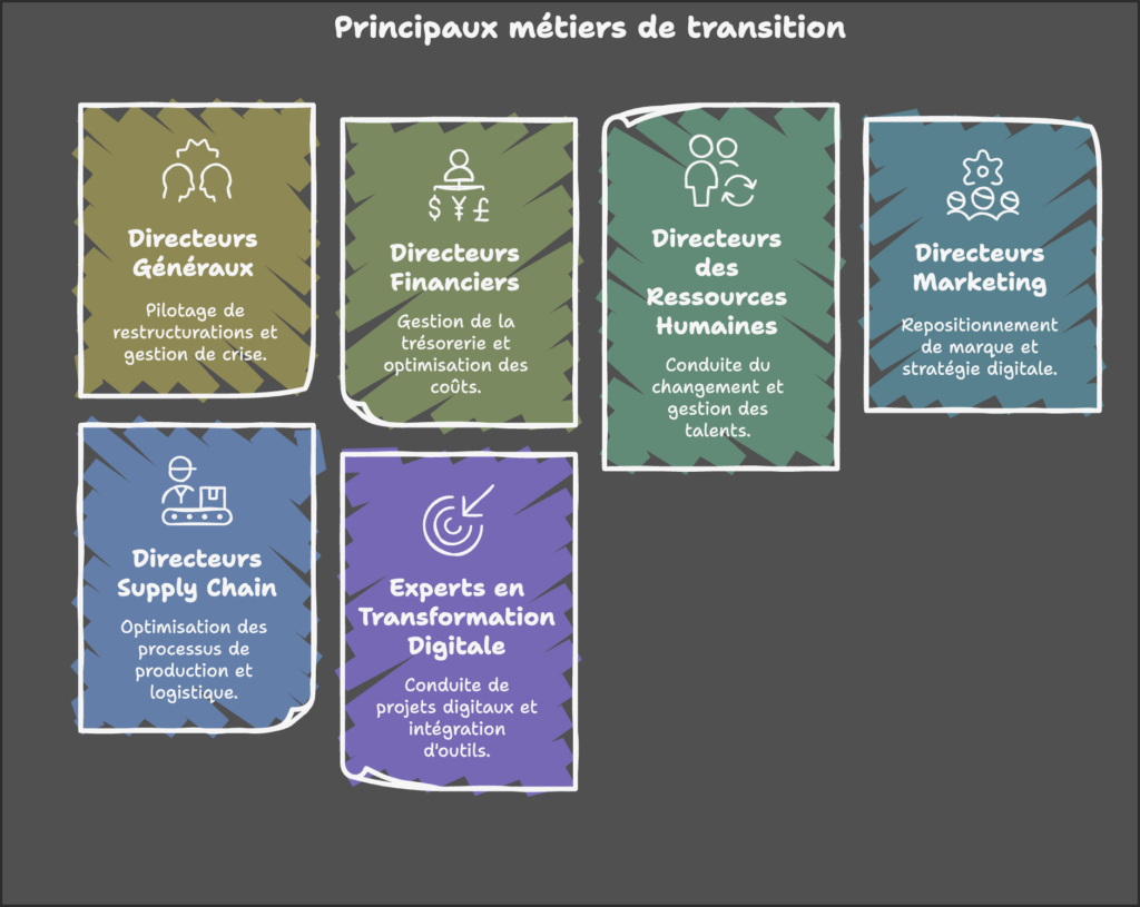 principaux métiers du management de transition